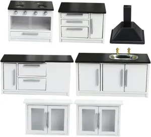 1 Set Miniature Wooden Kitchen Furniture Dollhouse Gas Stove Decor for DIY Mini House Accessories Realistic Design for Kitchen Scene