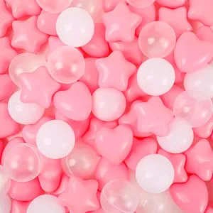 100 Pieces Pink White Clear Plastic Balls for Ball Pit Five Pointed Star Heart Round Ocean Soft Toy 2.17 Inch for Baby Kid Playpen Friendship Party Decoration