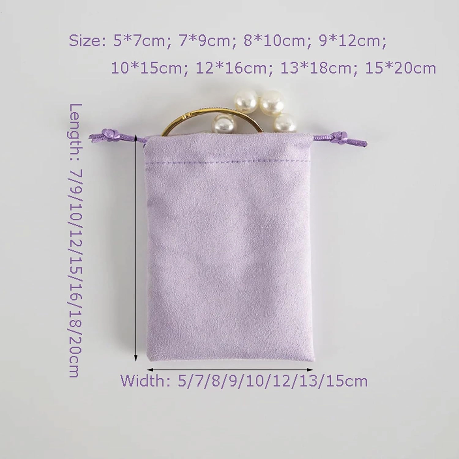 10 Pcs Velvet Jewelry Packaging Pouches Flannel Cosmetic Bags Drawstring Bags Wedding Favor Bags for Bracelets, Watch (purple, 8 * 10cm)