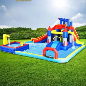 10ft Inflatable Water Park Slide - Bounce House with Splash Pool, Water Gun, Basketball Hoop, Climbing Wall & Dual Pools for Backyard Outdoor Kids Party