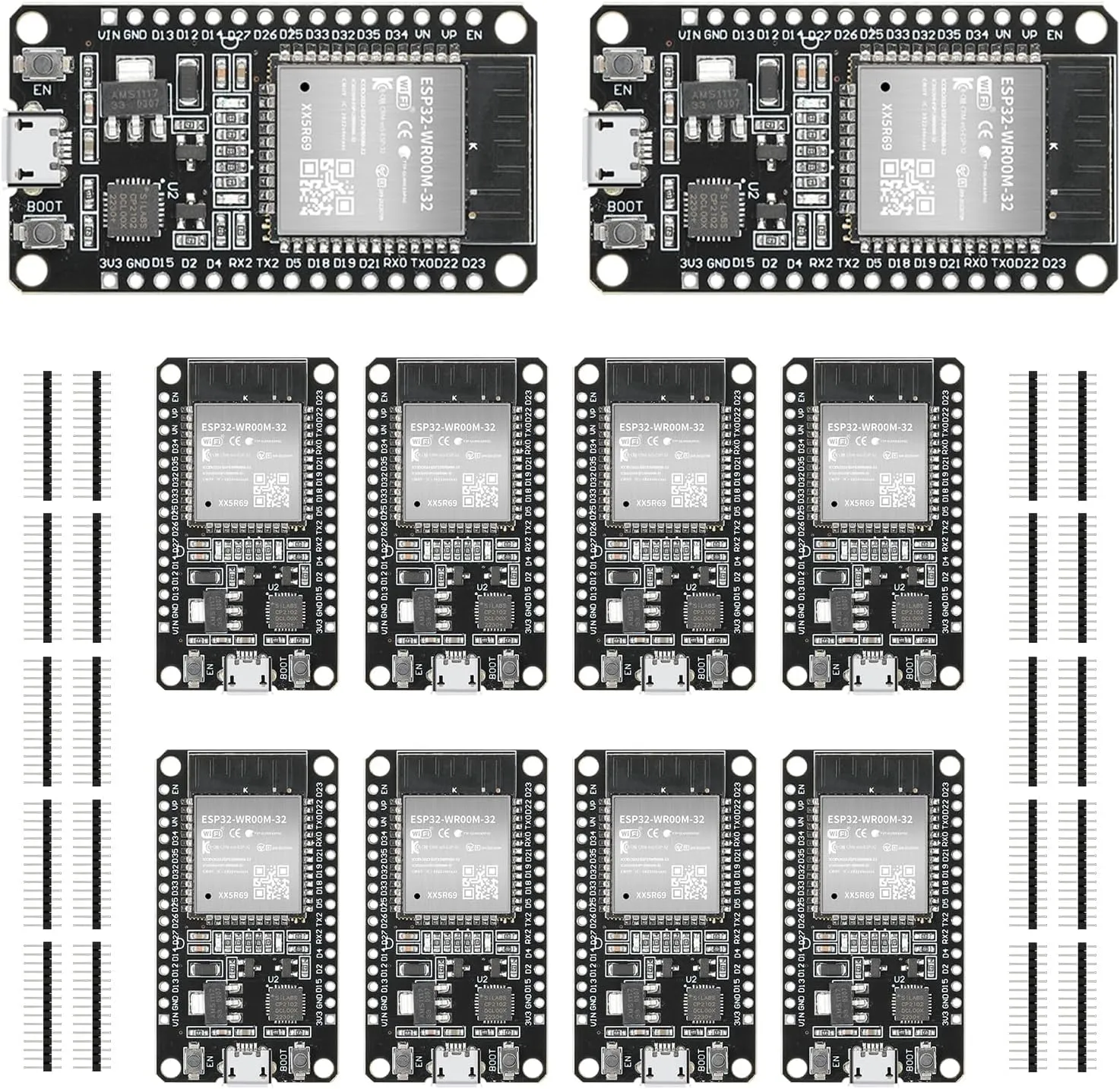 10pcs ESP32 ESP-32S Development Board ESP-WROOM-32 Module 2.4GHz Dual-Mode WiFi   Bluetooth Processor 2-in-1 Dual Cores Microcontroller Integrated Chip CP2102 for Arduino IDE