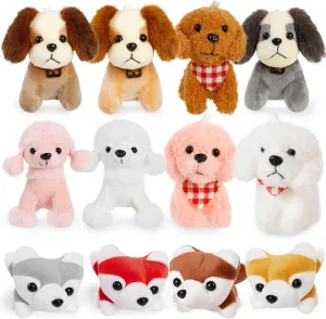 12 Pack Dog Stuffed Animals, 4.8 Inch Small Stuffed Animals Bulk, Puppy Plush, Treasure Box Toys for Classroom, Prize Box Toys, Party Favors for Kids