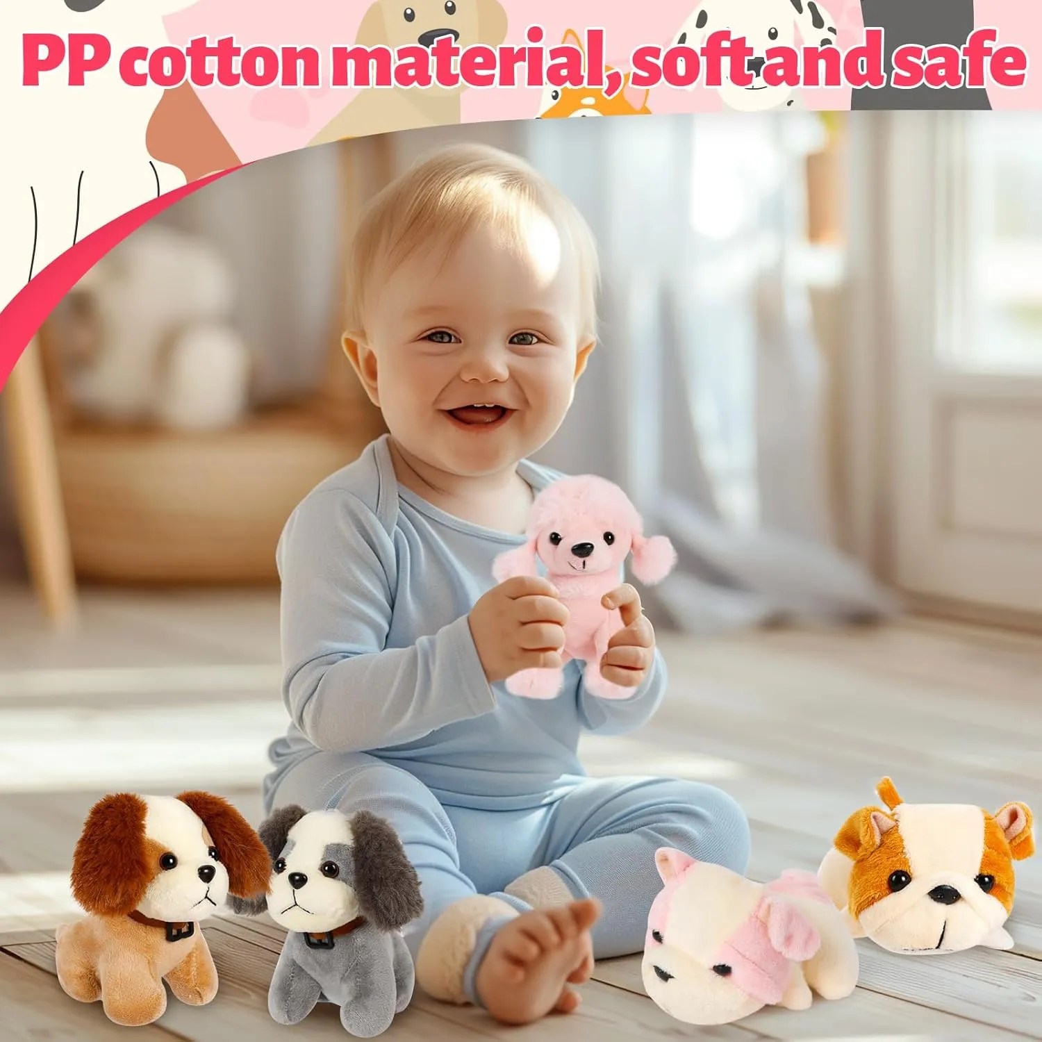 12 Pack Dog Stuffed Animals, 4.8 Inch Small Stuffed Animals Bulk, Puppy Plush, Treasure Box Toys for Classroom, Prize Box Toys, Party Favors for Kids