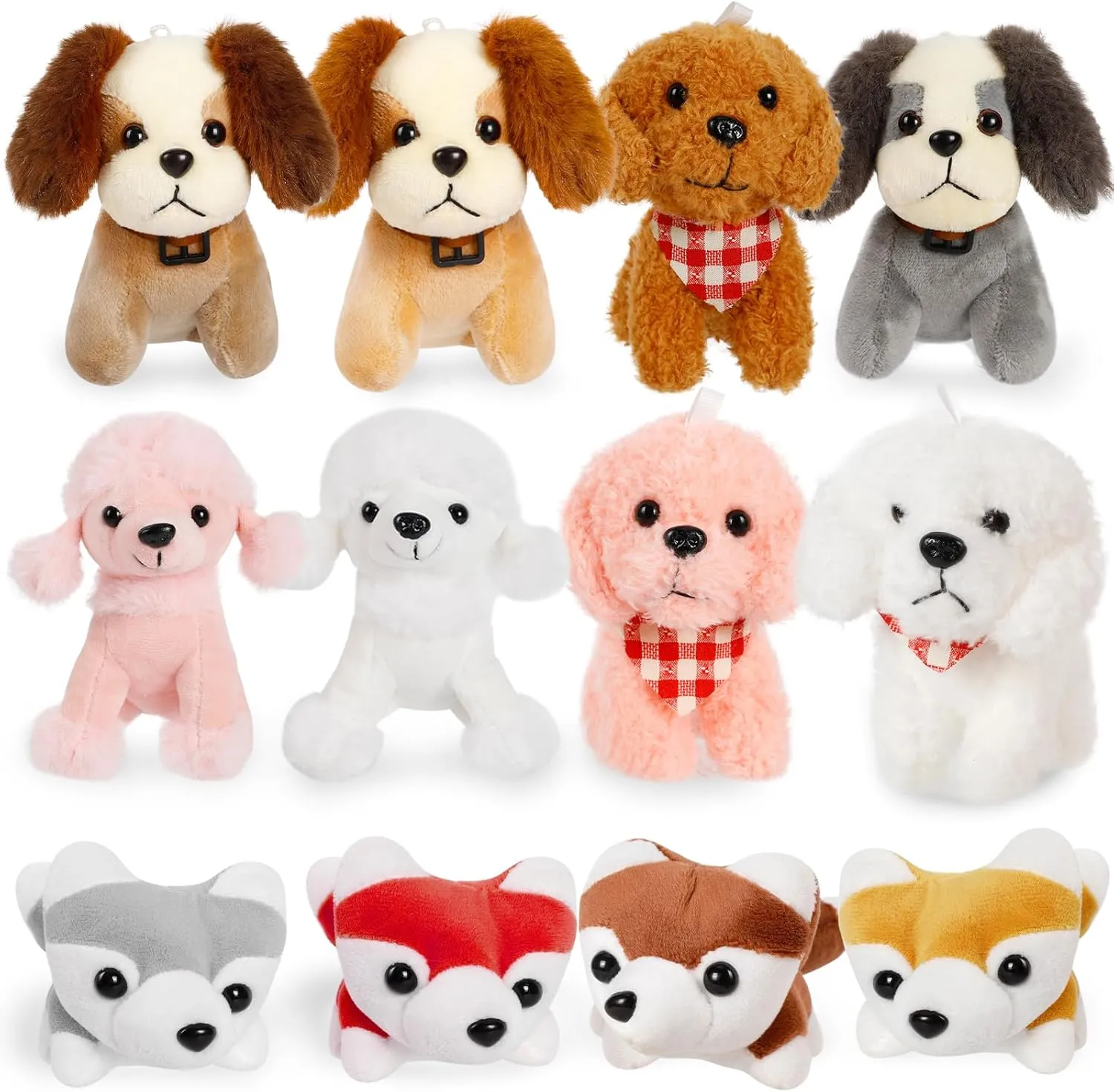 12 Pack Dog Stuffed Animals, 4.8 Inch Small Stuffed Animals Bulk, Puppy Plush, Treasure Box Toys for Classroom, Prize Box Toys, Party Favors for Kids