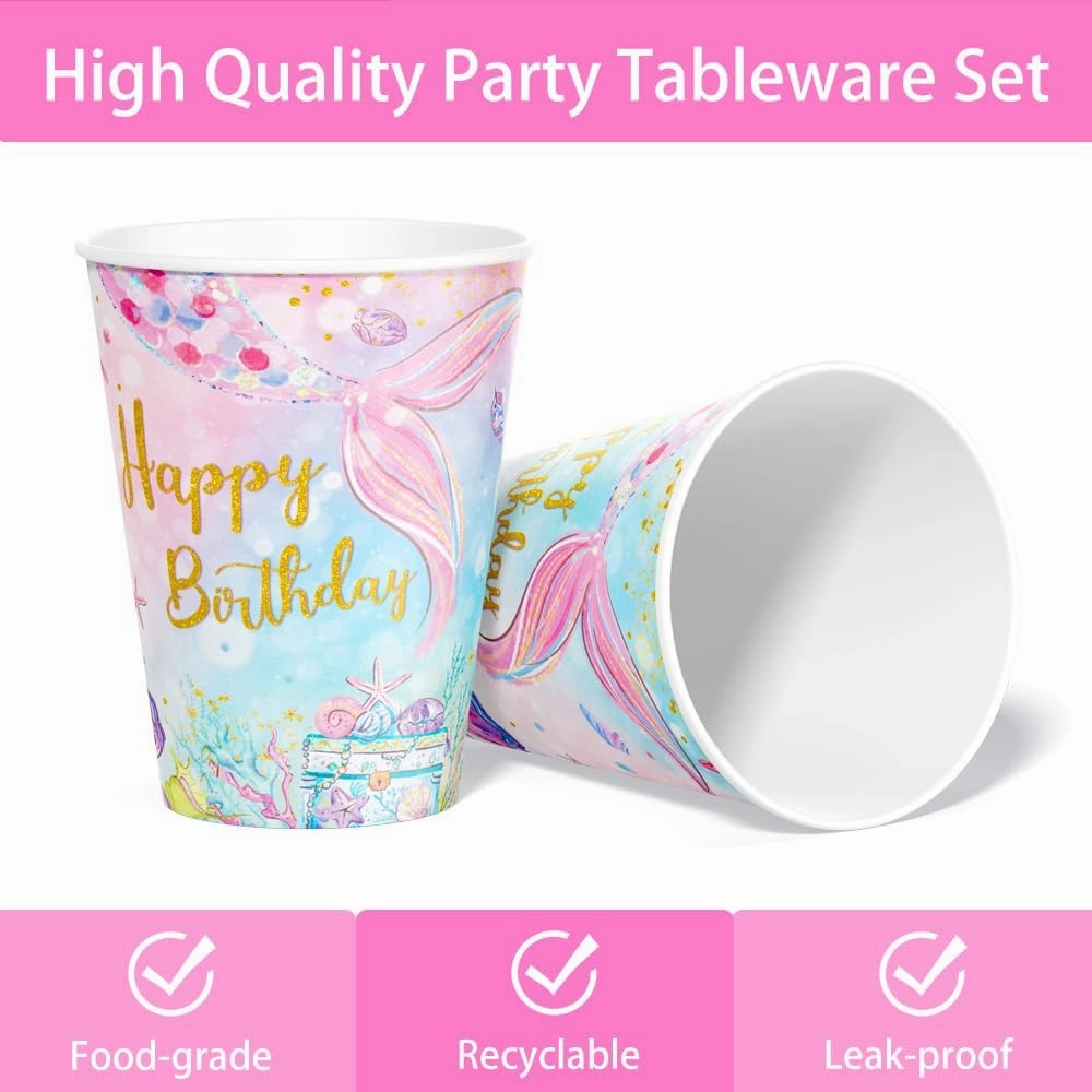 120Pcs Mermaid Birthday Party Plates Under the Sea Ocean Paper Disposable Tableware Set for Girls Kids Birthday Party Decorations Serve 24