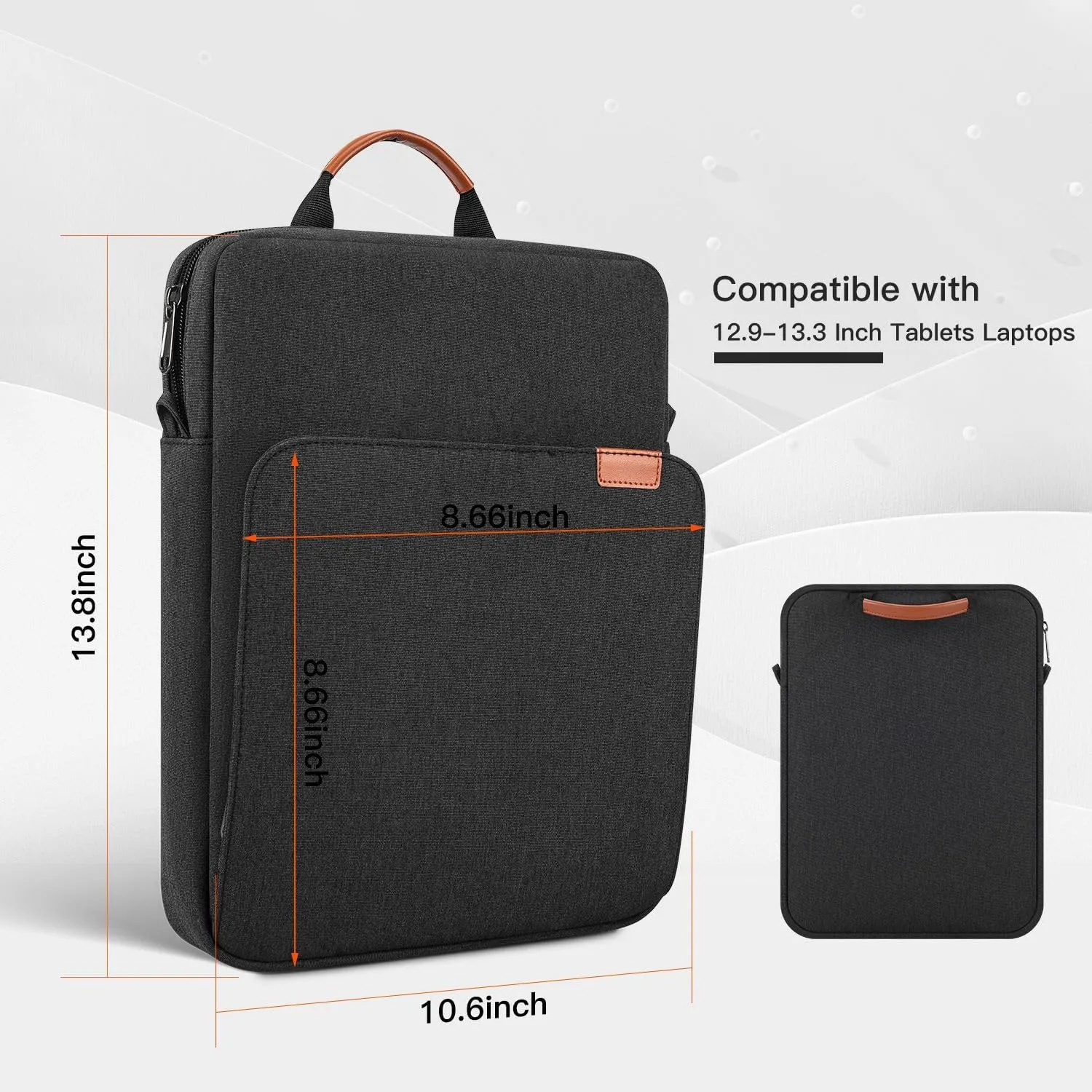 12.9-14 Inch Tablet Sleeve Shoulder Bag for 13 Inch New iPad Pro M4 & Air M2 M3 2025, 14" New MacBook Pro M3 Pro Max/ M3 M2 M1 Pro Max, Space Grey