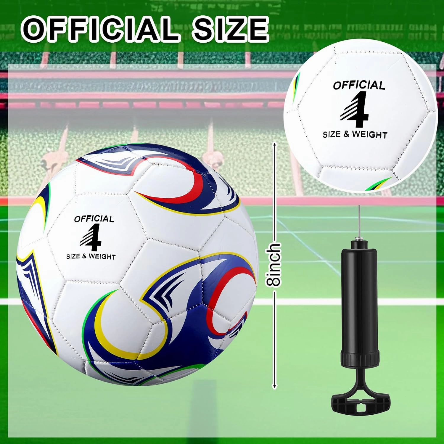 12 Pcs Bulk Soccer Balls with 2 Pump Official Size Deflated Soccer Ball Football for Indoor Outdoor Game Sports Training Back to School Birthday Gift