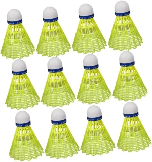 12Pcs Durable Badminton Shuttlecocks for Outdoor Indoor Sports Activities Birdies for School Fitness Training Yellow