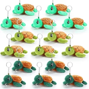 15 Pcs Plush Turtle Stuffed Animals Bulk 5. 5 Inch Sea Turtle Stuffed Keychain Adorable Plushie for Boys Girls Birthday Beach Ocean Supplies Undersea Party Favors(Green Series)