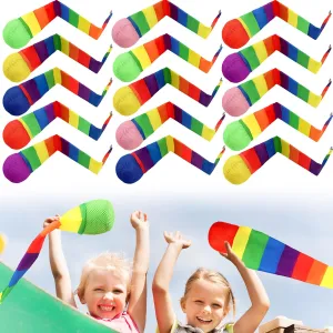 15 Pcs Rainbow Catch Tail Balls Foam Colorful Meteor Playground Sports Throw and Catch Ball with Rainbow Tail for School Educational Training