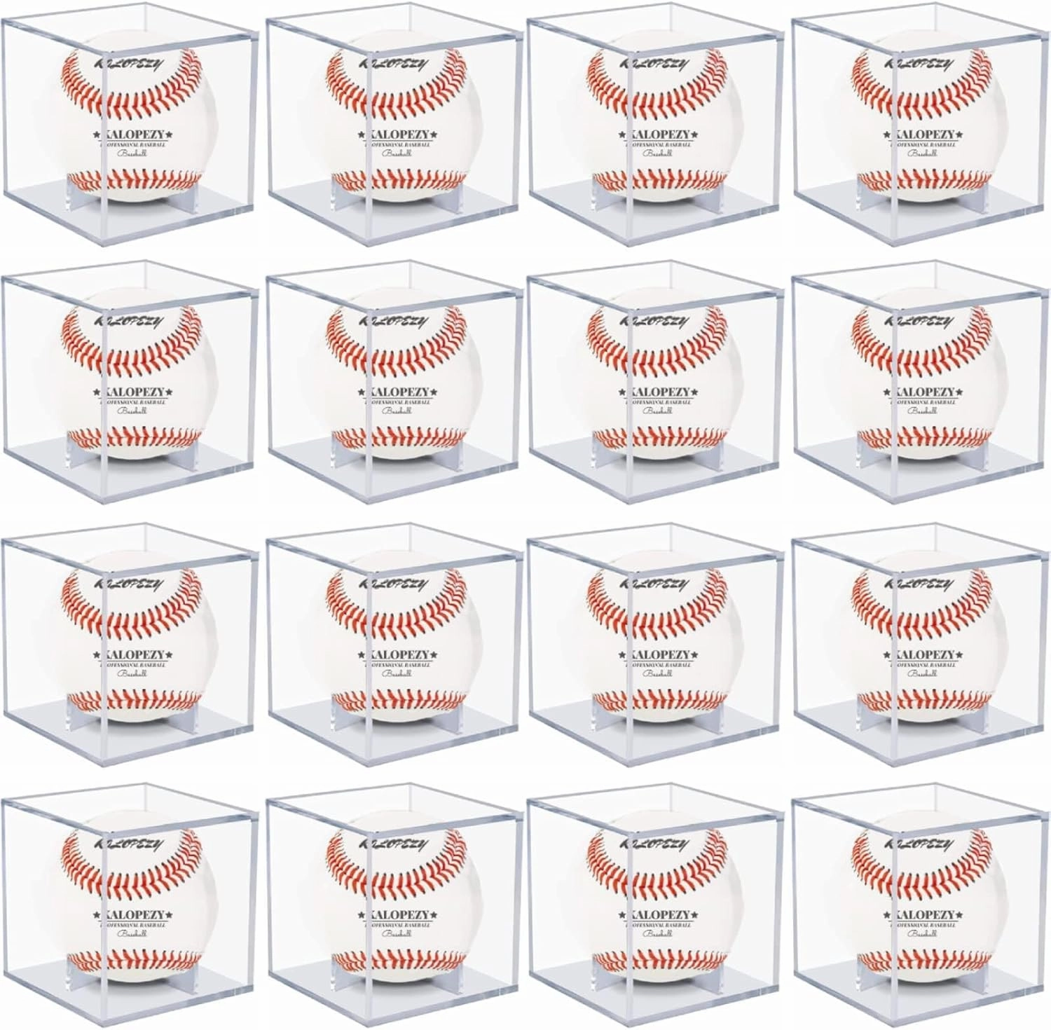 16 Pack Baseball Display Case, UV Protected Acrylic Boxes for Display,Clear Display Case Baseball Cube Memorabilia Showcase Autograph Ball Protector - for Official Size Ball