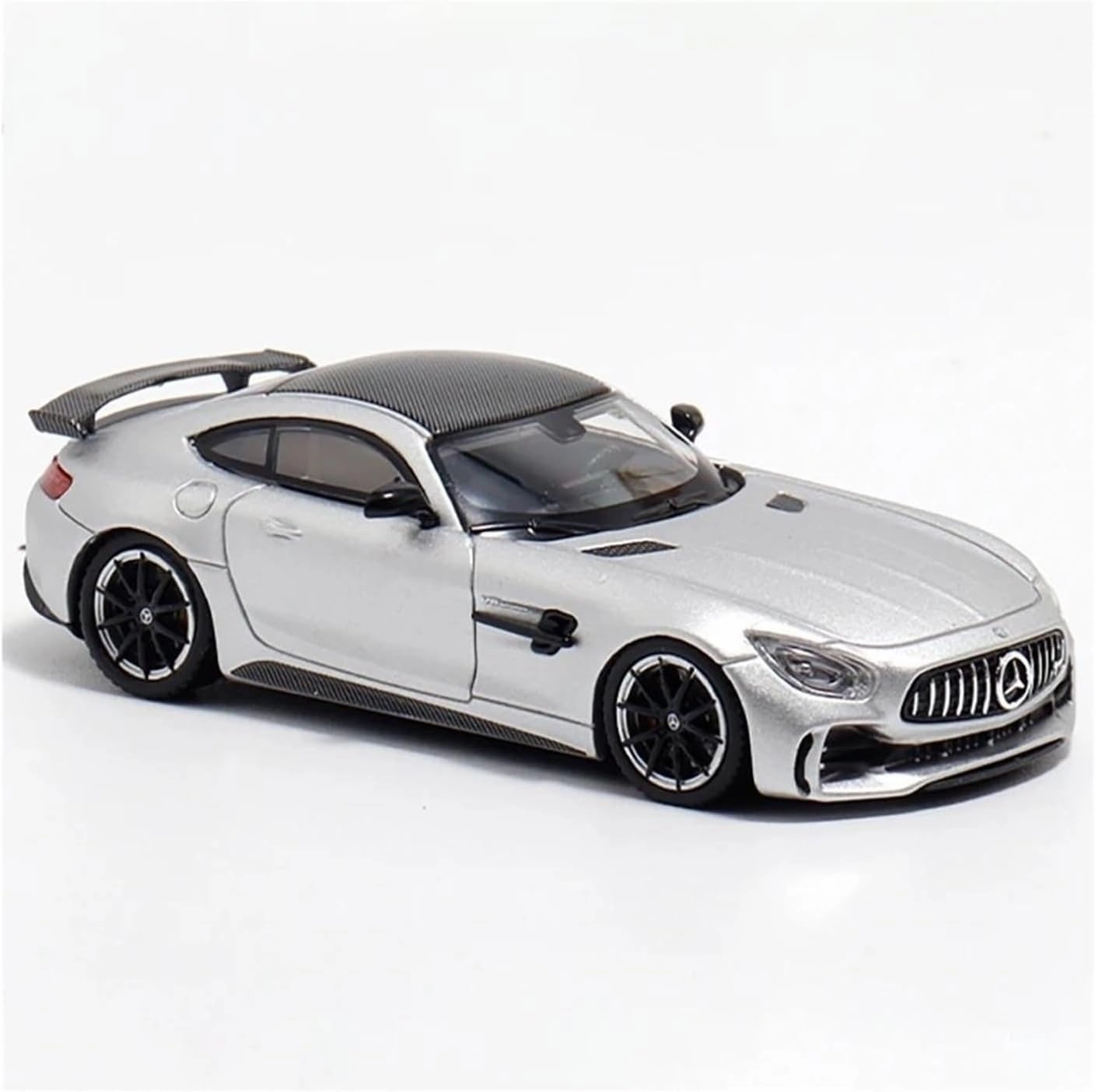1 64 for Benz AMG GTR C190 2017 Alloy Static Supercar Car Model Souvenir Car Ornament Display Collection Motor Vehicles Toys(Silver)