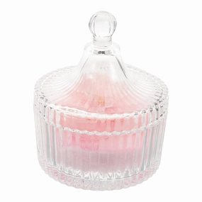1 Set Floral Design Powder Puff with Glass Storage Container Soft Dual Sided Velvet Puff for Body Powder Travel Friendly Dustproof Jar for Makeup Care