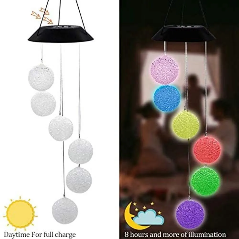 2-Pack: Solar Crystal Ball Wind Chime, Color Changing