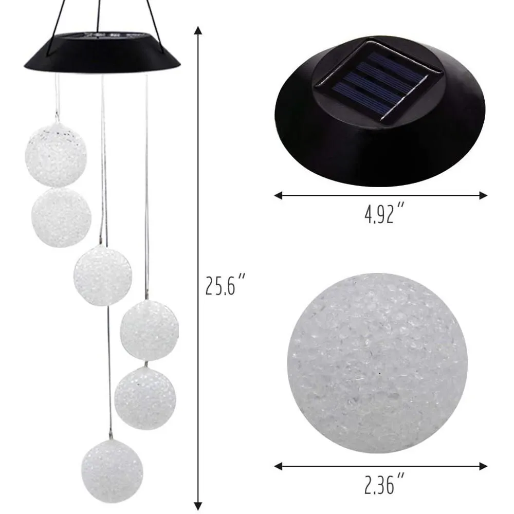 2-Pack: Solar Crystal Ball Wind Chime, Color Changing