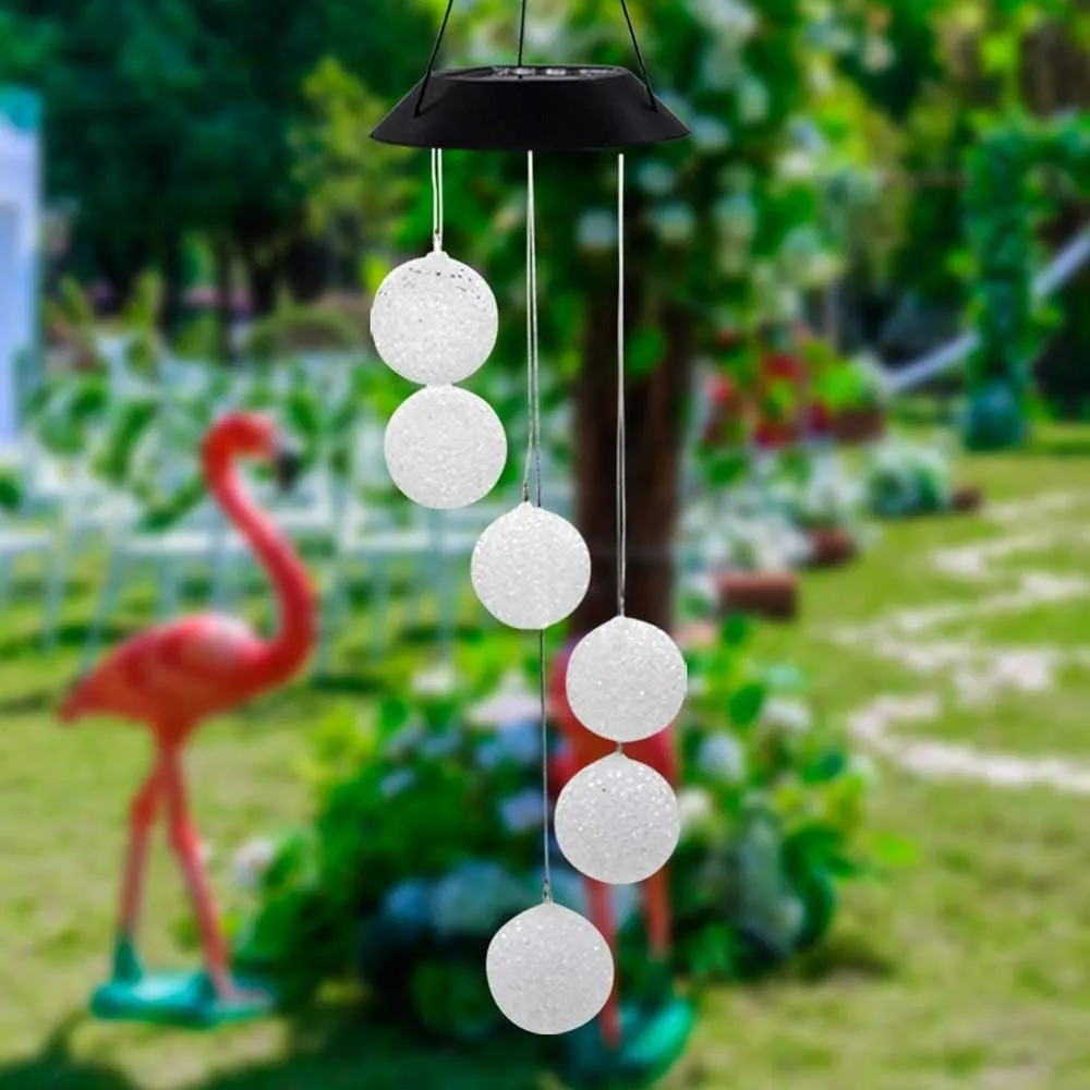 2-Pack: Solar Crystal Ball Wind Chime, Color Changing