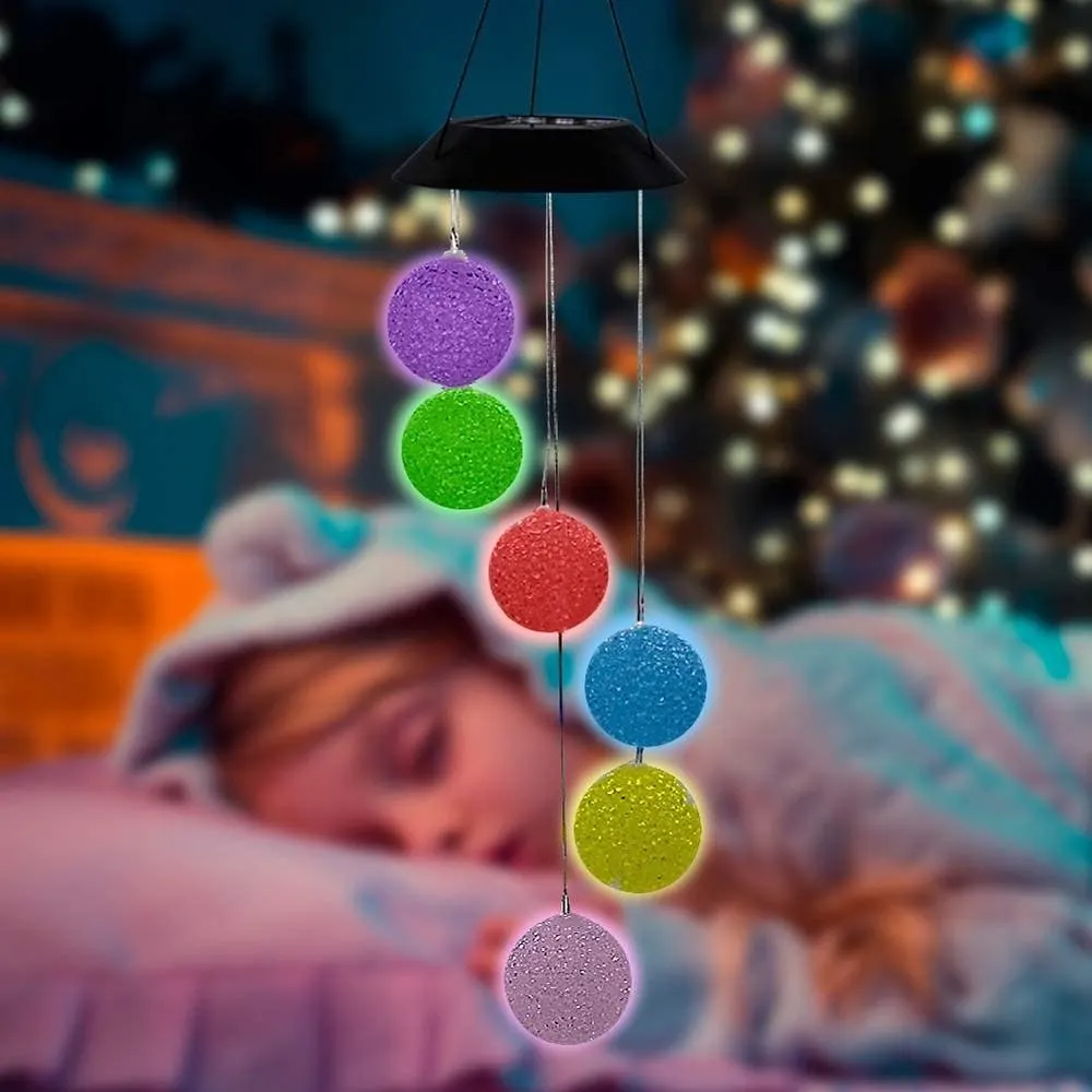 2-Pack: Solar Crystal Ball Wind Chime, Color Changing