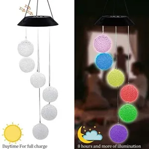2-Pack: Solar Crystal Ball Wind Chime, Color Changing