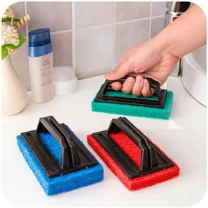 2 Pieces Tile & Sink Cleaning Multipurpose Scrubber Brush Set Handle Scrubber for Bathroom, Kitchen & Floor Cleaning (Random Colors)