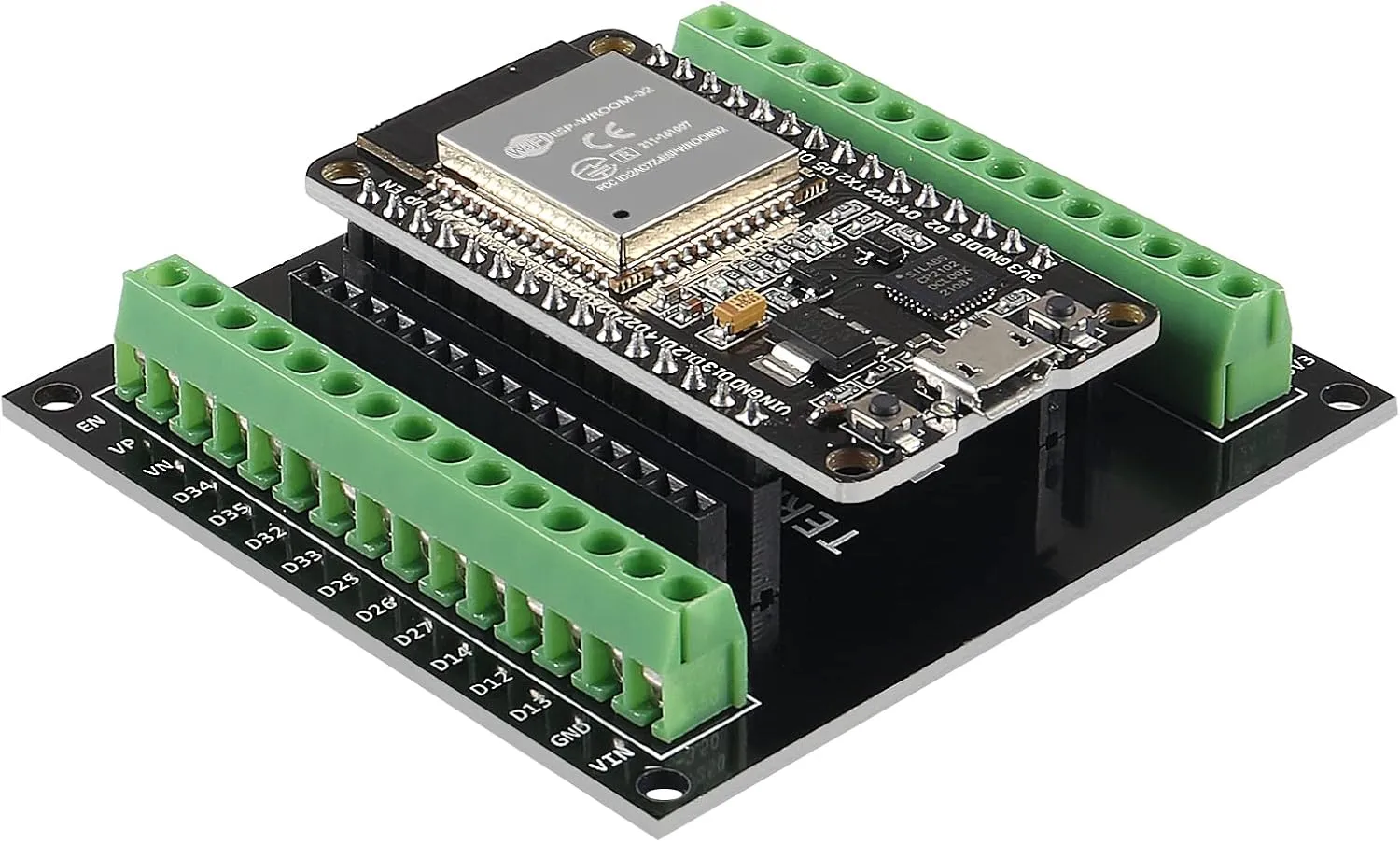 2 Sets ESP-WROOM-32 ESP32 ESP-32S Development Board CP2102 WiFi Bluetooth Ultra-Low Power Dual Core ESP32-DevKitC-32 ESP-WROOM-32 with ESP32 Breakout Board Shield GPIO 1 into 2 for Arduino