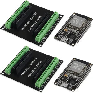 2 Sets ESP-WROOM-32 ESP32 ESP-32S Development Board CP2102 WiFi Bluetooth Ultra-Low Power Dual Core ESP32-DevKitC-32 ESP-WROOM-32 with ESP32 Breakout Board Shield GPIO 1 into 2 for Arduino