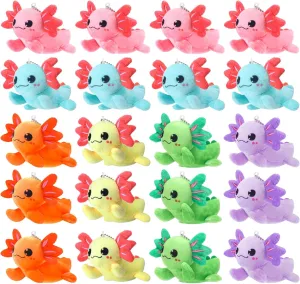 20 Pcs Mini Plush Axolotl Stuffed Animal Keychains Bulk Axolotls Party Favors Small Axolotl Plush Gifts Ornament for Birthday Party Graduation Prize Baby Shower Favors(Multicolor)