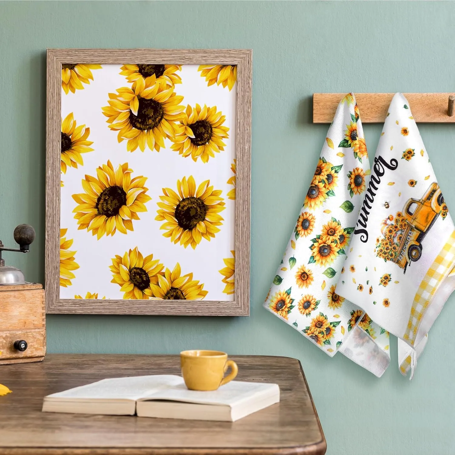 20 Pcs Seasonal Kitchen Towels Holiday Decorative Hand Towels Set Easter Spring Summer 4th of July Dish Cloths 16 x 24 Colorful Wash Cloths with Hanging Loop(Truck)
