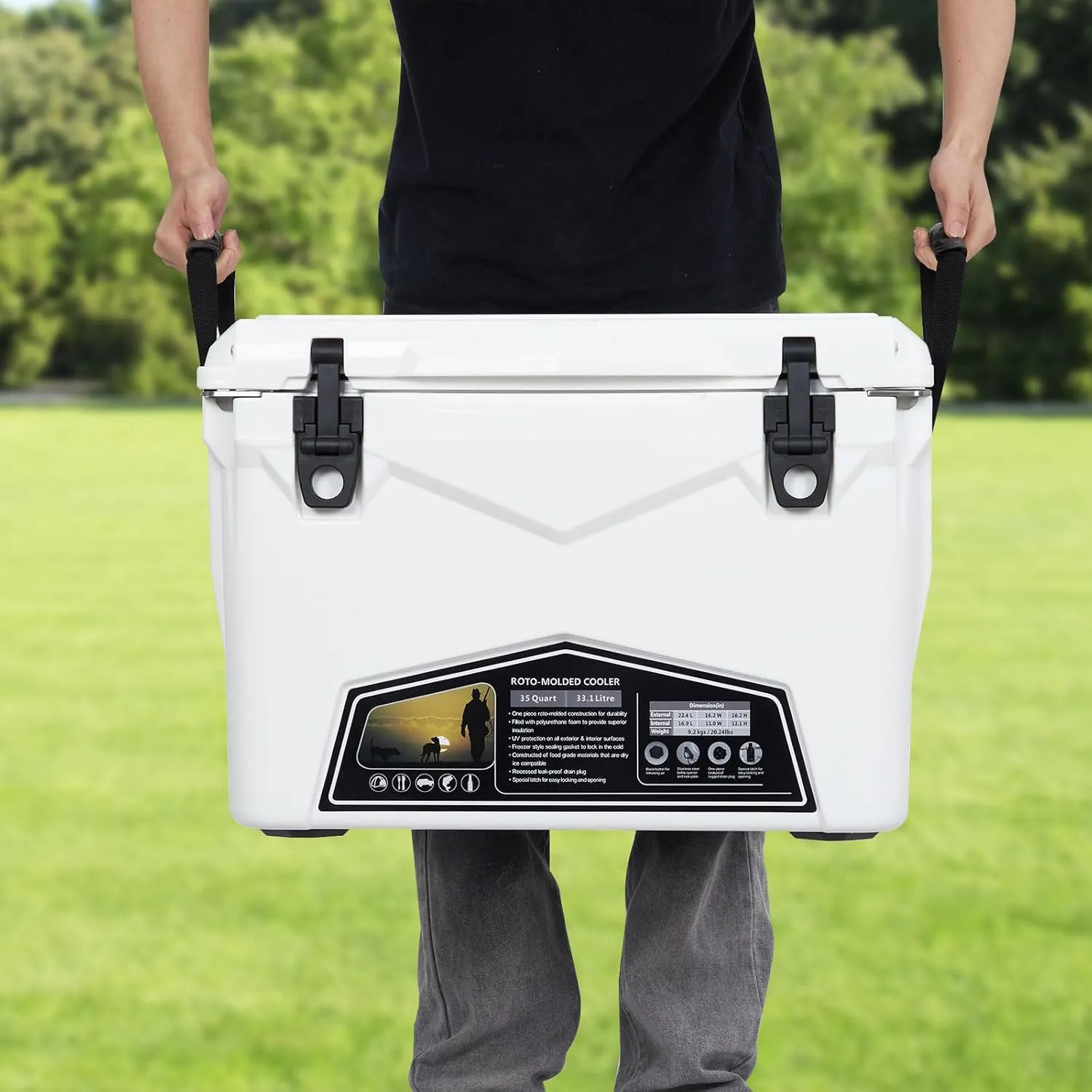 20/35 Quart Hard Camping Cooler Portable Insulated Ice Chest Cooler Box with Heavy Duty Handle 5-Day Ice Retention Great for Beach, Drink, Beverage, Camping, Picnic, Fishing, Boat, Barbecue