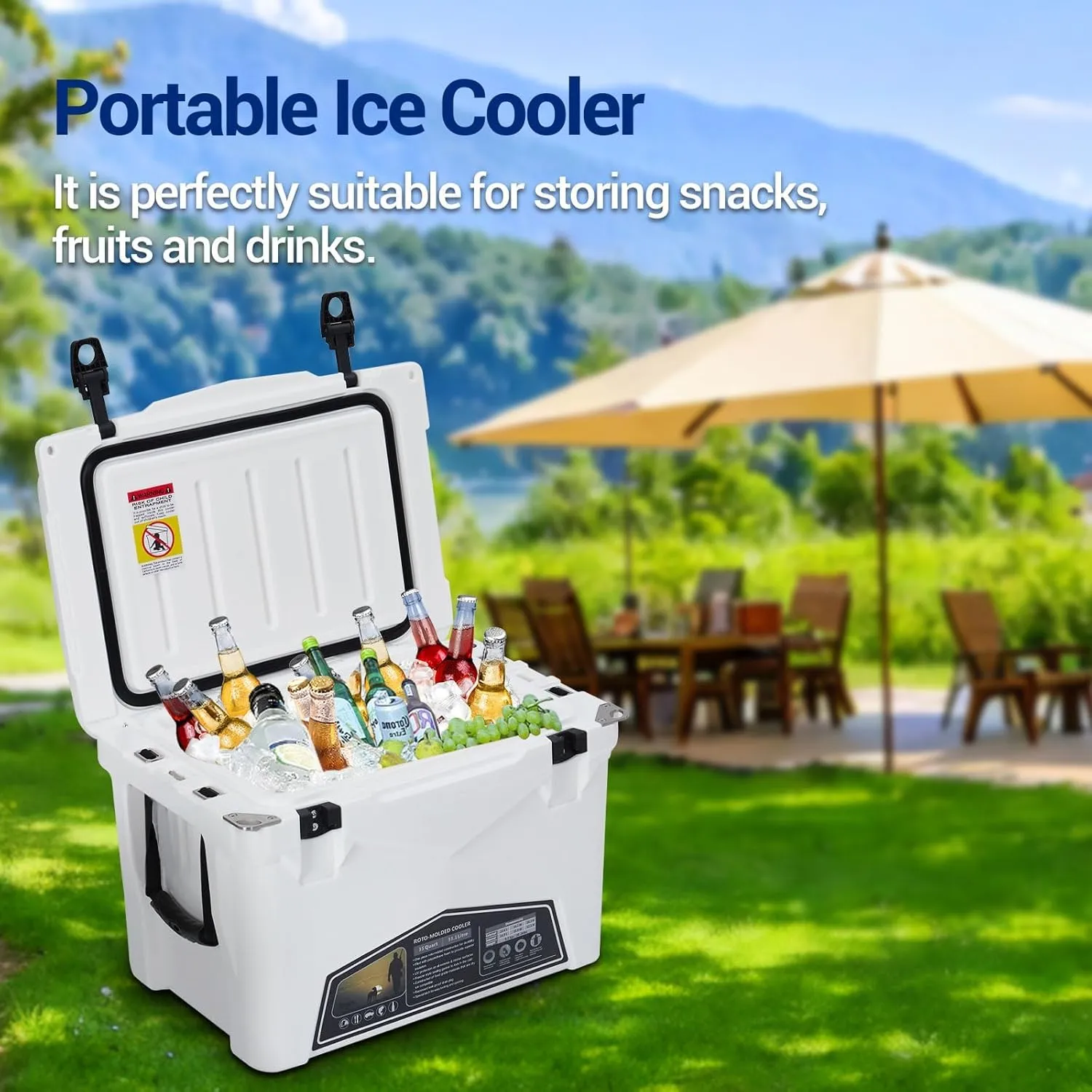 20/35 Quart Hard Camping Cooler Portable Insulated Ice Chest Cooler Box with Heavy Duty Handle 5-Day Ice Retention Great for Beach, Drink, Beverage, Camping, Picnic, Fishing, Boat, Barbecue