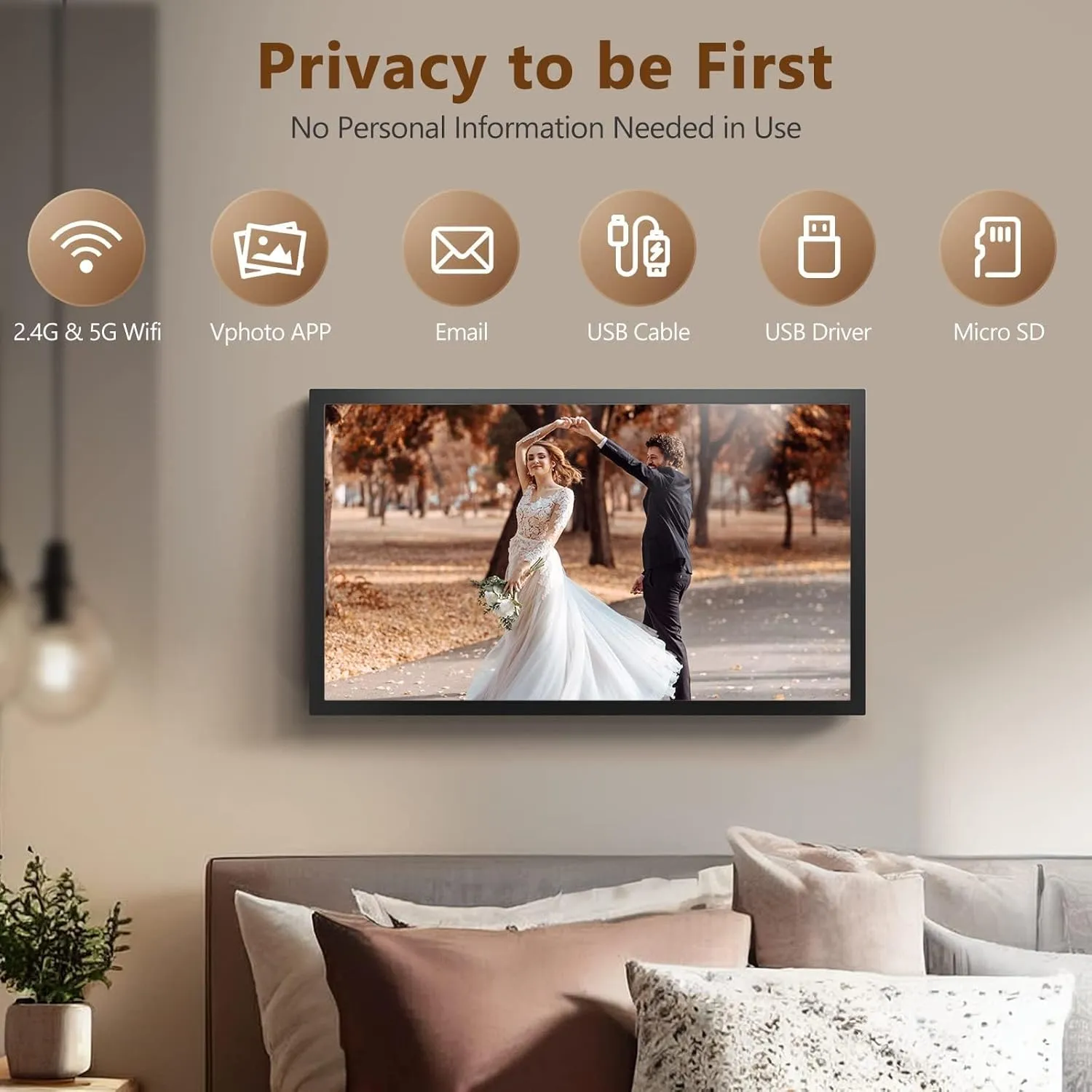 21.5" Large Digital Picture Frame, Wifi Digital Photo Frame with 1920*1080 IPS HD Screen, Remote Control, 32GB, Auto-Rotate, Send Photo/Videos Via APP/Email/USB/SD, Gift for Friend and Family
