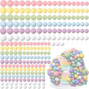 240 PCS Balls Cake Topper Mini Balloons Cake Toppers Foam Ball Cake Decorations Ball Shaped Cake Insert Topper for Birthday Party Wedding Decoration Supplies
