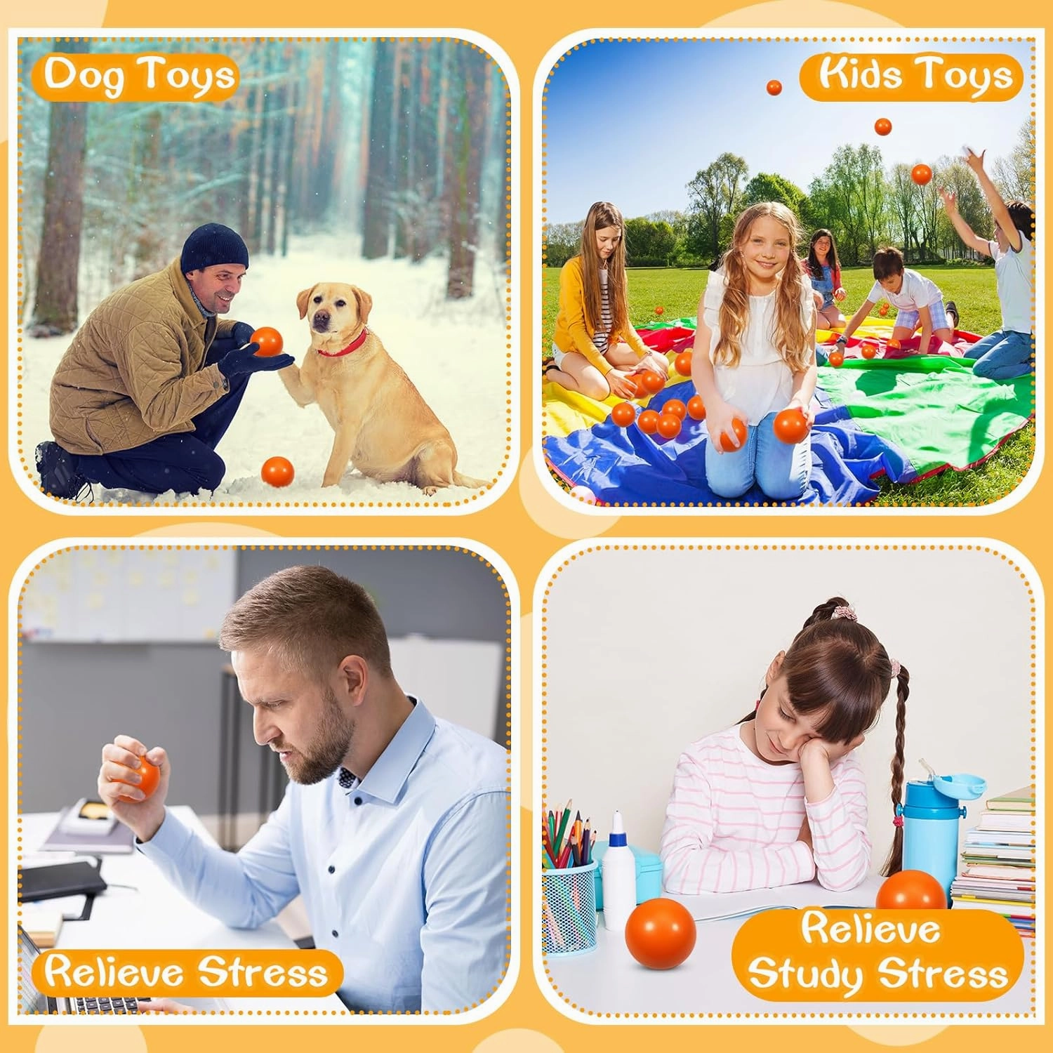 24 Pcs Orange Foam Stress Ball Squeeze Stress Relief Balls for Kids and Adults Hand Exercise Sensory Relief Toys for Anxiety ADHD Autism （Orange）