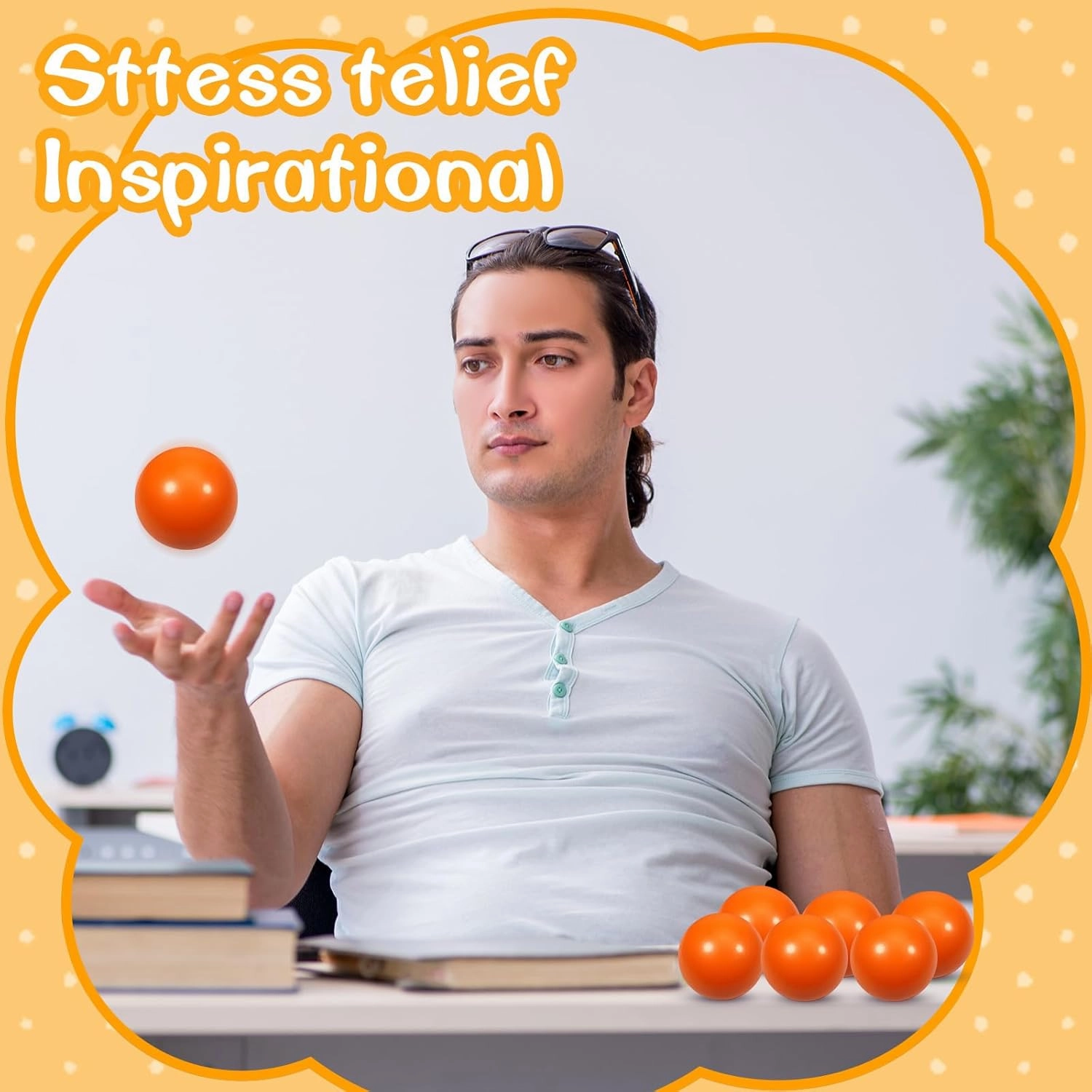 24 Pcs Orange Foam Stress Ball Squeeze Stress Relief Balls for Kids and Adults Hand Exercise Sensory Relief Toys for Anxiety ADHD Autism （Orange）