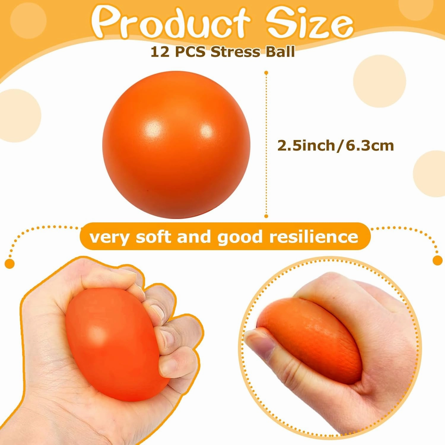 24 Pcs Orange Foam Stress Ball Squeeze Stress Relief Balls for Kids and Adults Hand Exercise Sensory Relief Toys for Anxiety ADHD Autism （Orange）
