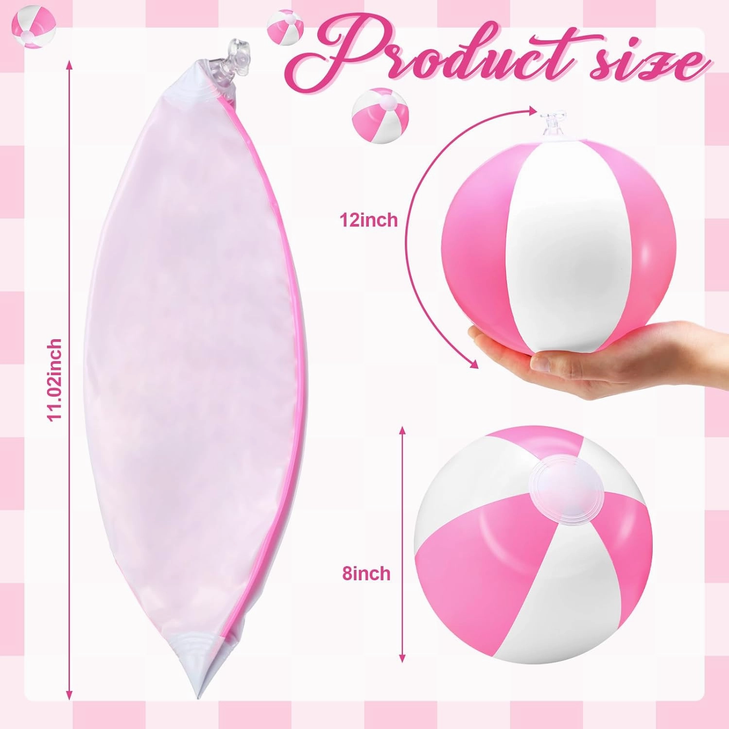 24 Pieces Pink and White Inflatable Beach Ball Round Pool PVC Balls Bulk Pool Party Favors Blow up Game Summer Toys for Swimming Hawaiian Tropical Theme Party Supplies