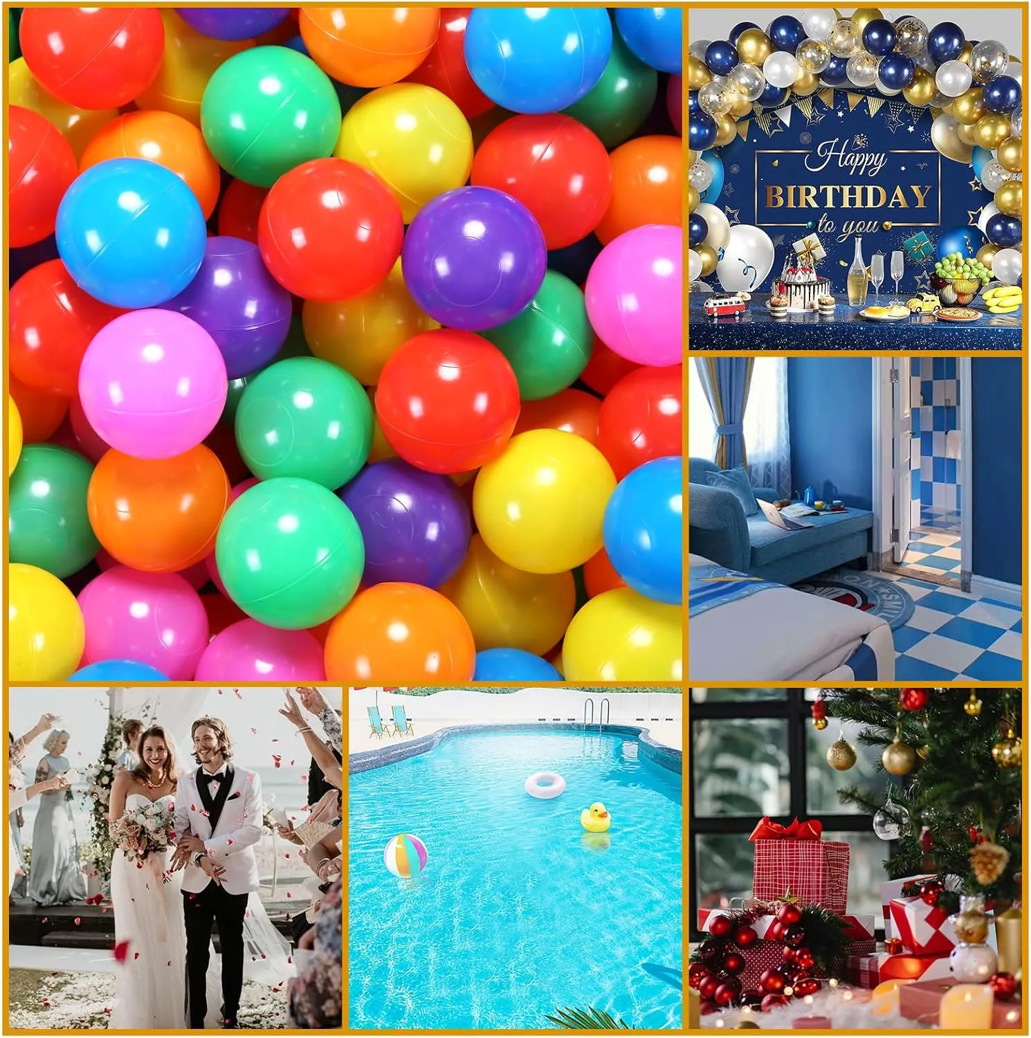 2.75 Inch Big Ball Pit Balls - Crush Proof Plastic Balls for Ball Pit Pack of 50pcs Set for Toddlers Ball Pool Playtent Tunnels with Reusable Storage Bag