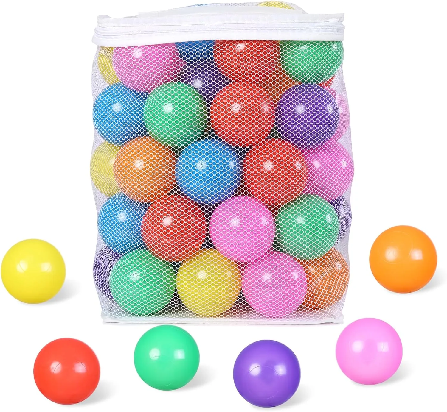 2.75 Inch Big Ball Pit Balls - Crush Proof Plastic Balls for Ball Pit Pack of 50pcs Set for Toddlers Ball Pool Playtent Tunnels with Reusable Storage Bag