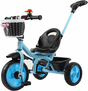 2 in 1 Baby Tricycle Car with Push Handle, Lightweight Safe Kids Folding Trikes tricycles Mini Easy Steer Bike for Toddlers Boys and Girls Gift,Blue,Style 2