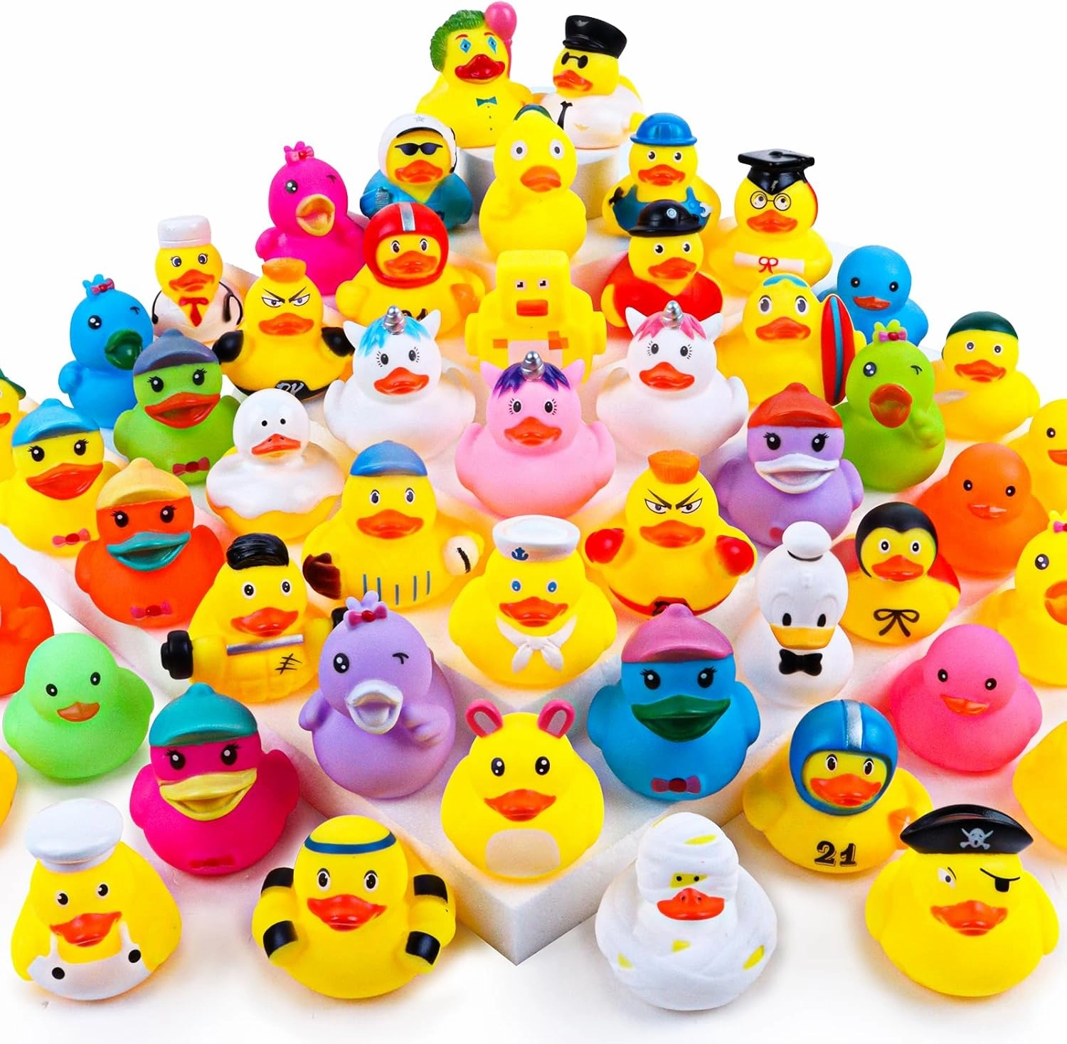 2 Inch Rubber Ducks, Random Assortment Ducks Bulk, Mini Rubber Duckies for Toddler Bath Toys, Kids Bath Pool Toys Birthday Gifts Party Favors (35)