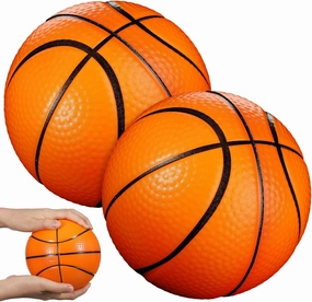 2 Pcs 6'' Mini Foam Basketballs for Boys Girls Adults, Orange Squeeze Stress Ball Beach Safe Soft Replacement Pool Basketball for Indoor Hoop Girls Quiet Bouncy Party Sport Game