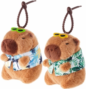 2 Pcs Capybara Plush Keychain Capybara Stuffed Animals Toy Pendant for Graduation Gifts Exchange Birthday Party(Hawaiian Shirt)
