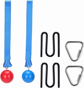2 Wooden Balls for Monkey Line, Gorilla Line and Ninja Warrior Obstacle Courses – Complete Expansion Kit with Durable Buckles, Carabiners, Easy Installation, Safe Secure Training Equipment (Grey)