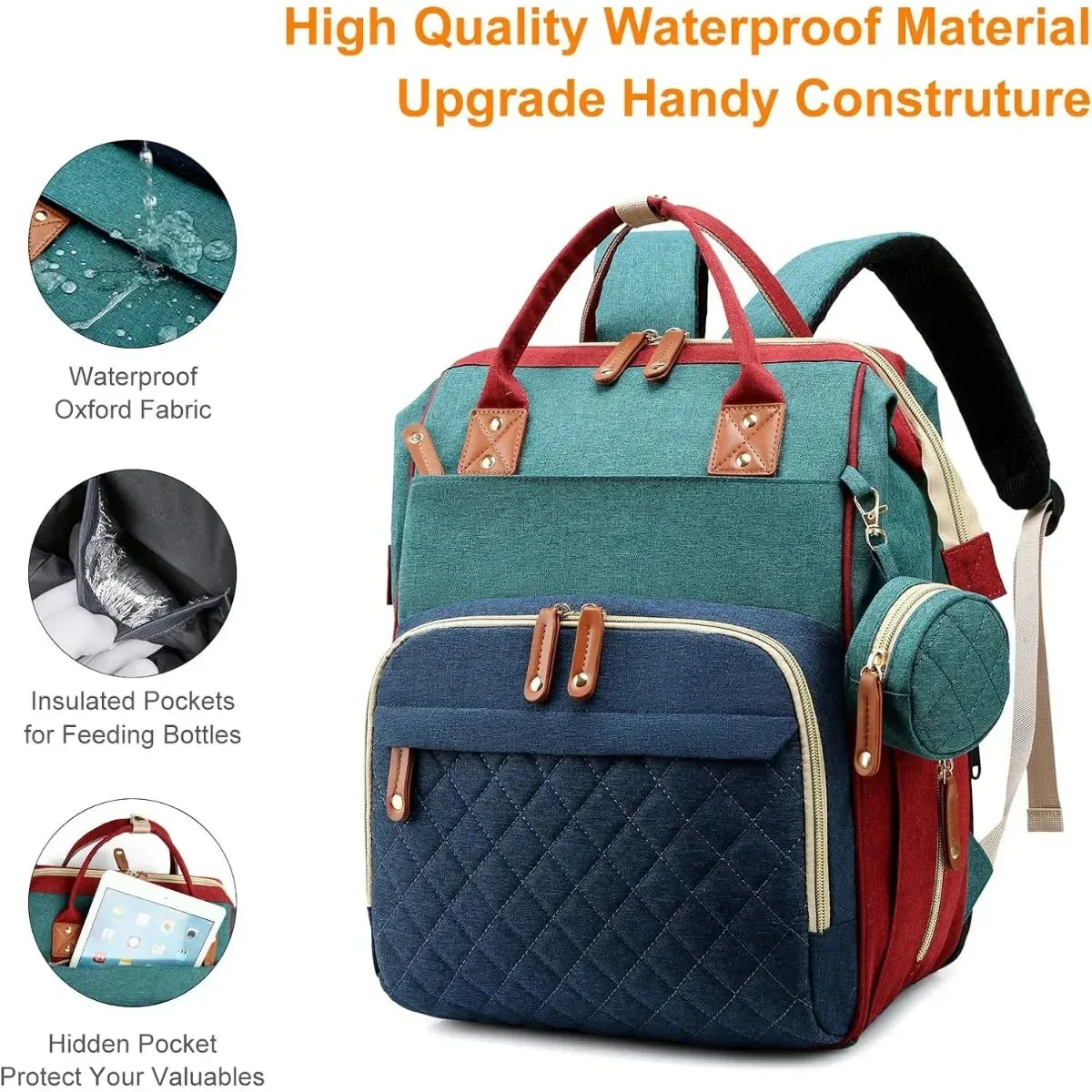 3-in-1 Diaper Backpack with Foldable Changing Pad