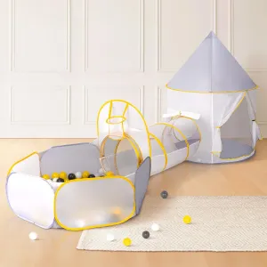 3 in 1 Kids Play Tent with Tunnel, Pop Up Tent Kids with Ball Pit Playhouse for Toddlers, Toddler Climbing Toys Indoor & Outdoor Playground