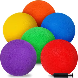 3 otters 6PCS Playground Balls, 8.5 inch Kickballs Soft Dodgeballs Foam Playground Ball Set with 6 Colors