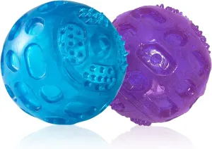 3'' Squeaky Dog Toy Balls for Lagre Medium Breed, Indestructible Dog Balls for Playing, Fetching & Retrieving, Durable Aggressive Chewers, 2 PCS Blue Purple