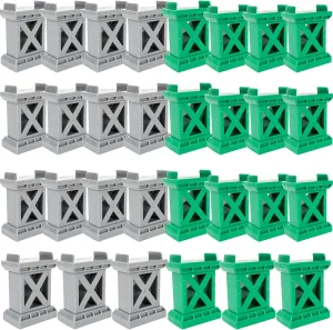 30 Pcs Train Bridge Pier Track Wooden Bridges Support Railway Accessories Compatible with All Major Train Set, Grey Green
