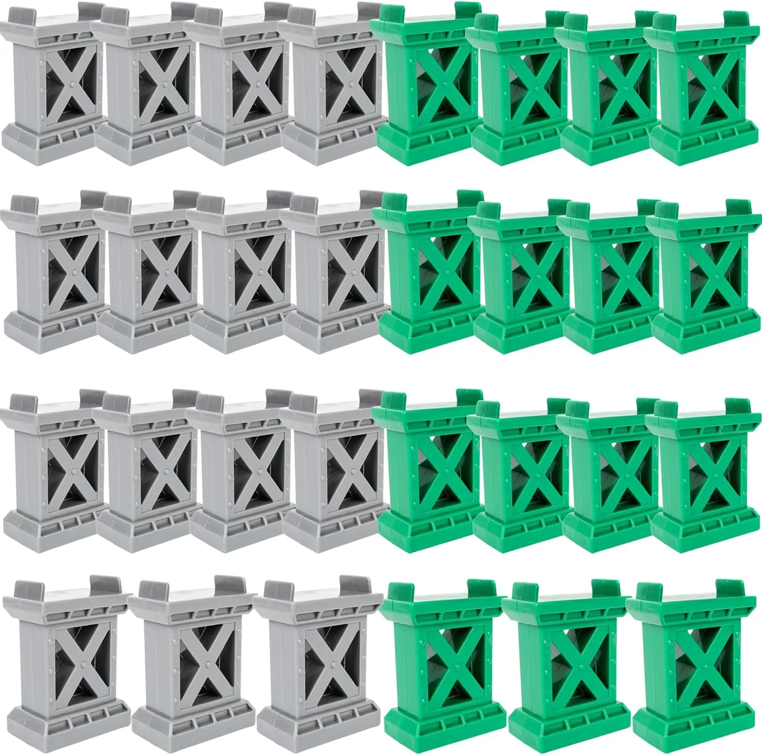 30 Pcs Train Bridge Pier Track Wooden Bridges Support Railway Accessories Compatible with All Major Train Set, Grey Green