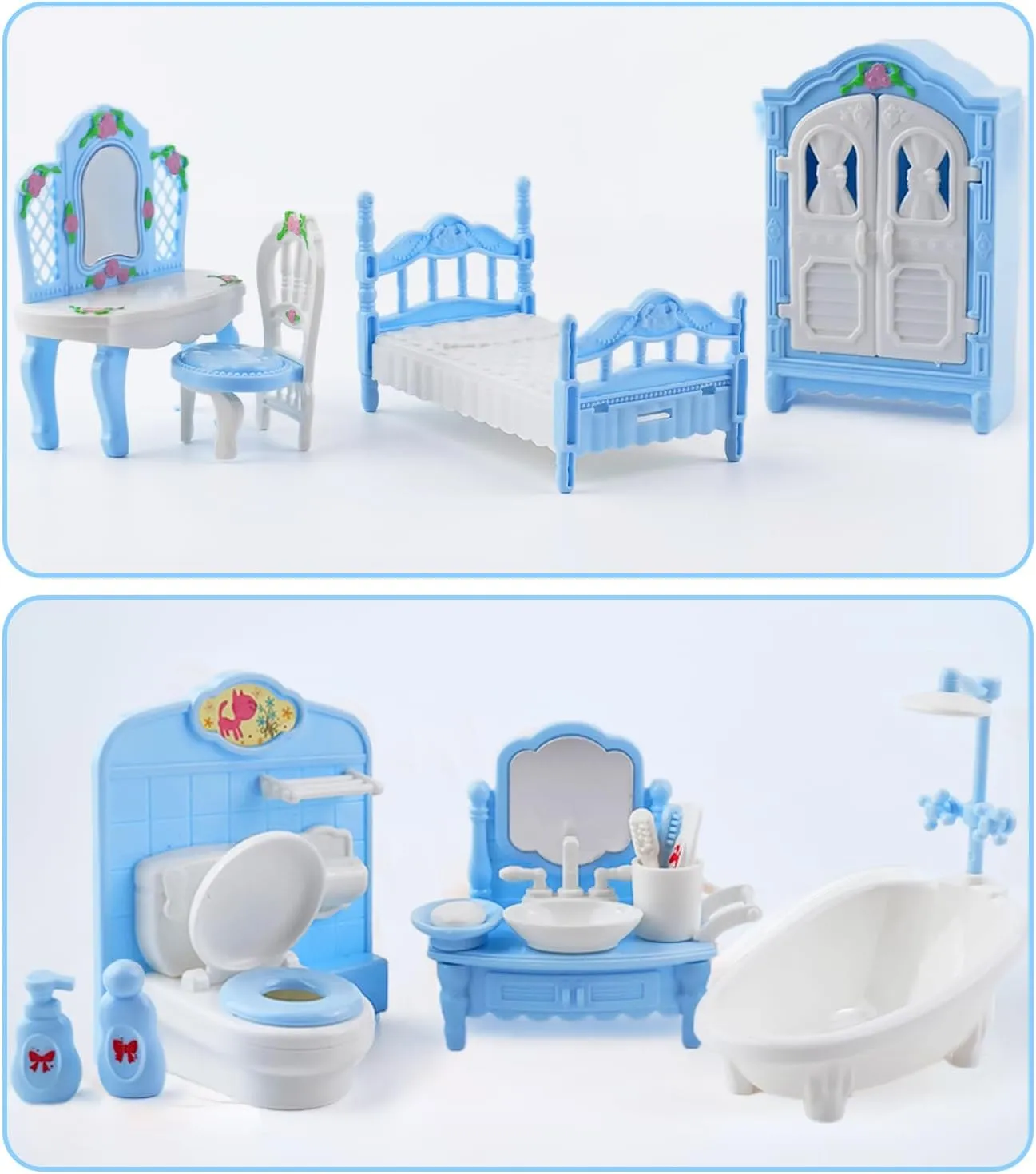 35 Pcs Dollhouse Furniture Accessories Set Mini House Furniture Small Dollhouse Miniature Furniture Play House Accessories 1:12 Tiny Kitchen Bedroom LivingRoom Bathroom Boy Girl Toddler3Y 