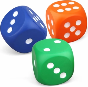 3 PCS Large Foam Dice Toys for Adults Kids, Soft Slow Giant Squeeze Dice Toy with 6 Sided for Educational Learning Game, Stress Relief Ball Toy for Office Worker